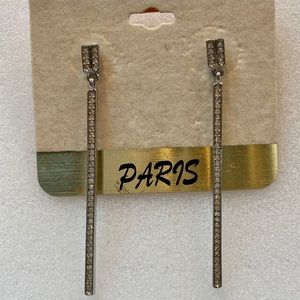 Costume Jewelry Rhinestone Bar Dangle Earrings